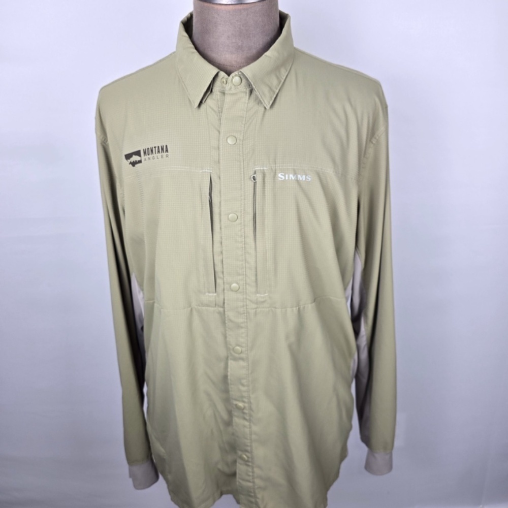 Simms Intruder BiComp Featherlight Fishing Long-Sleeve Shirt Mens XXL -Tan